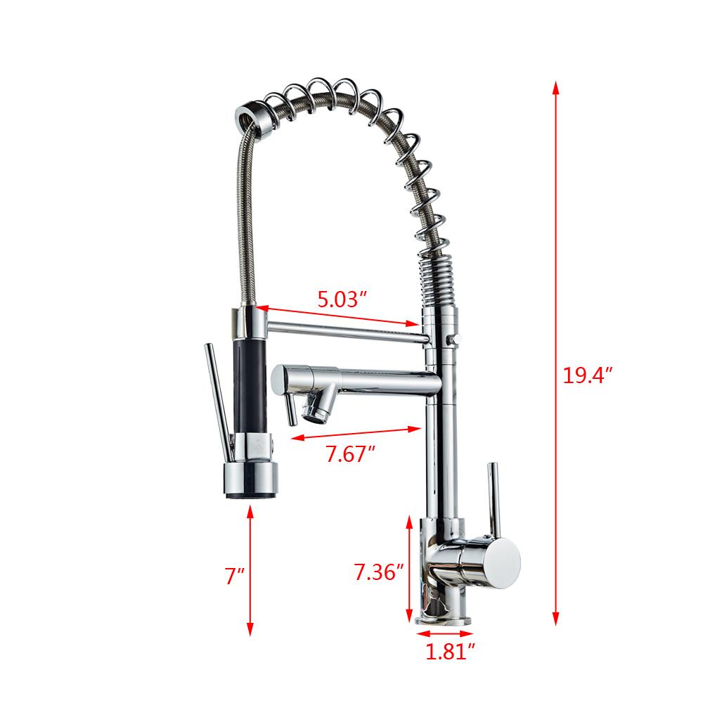 Home Faucet Swivel Spout Pull Down Sprayer Deck Mount Sink Mixer