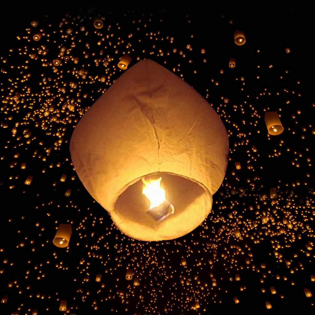 50PCS White Paper KongMing Light Sky Fly Lanterns Candle Wish Party