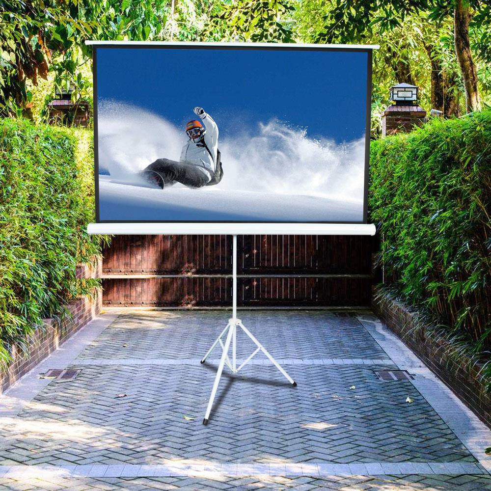 84 Inch 169 HD Projector Screen Tripod Stand Matte Pull Up Projection